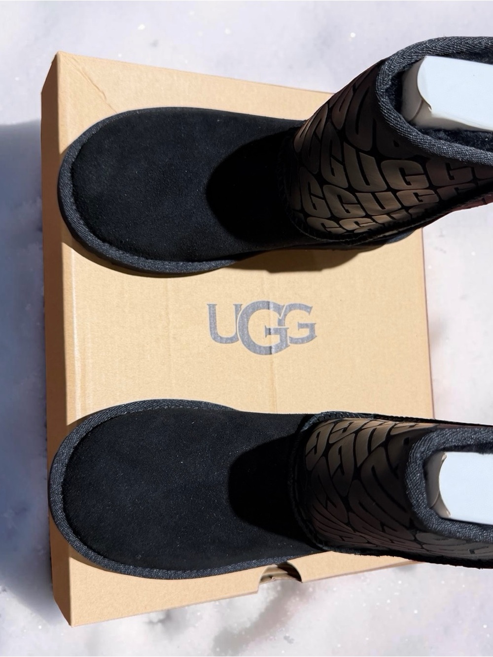 UGG Black Logo-Print Short Suede Boots